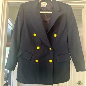Talbots Pure Wool Navy Blazer with Gold Buttons- Size 6 Petite